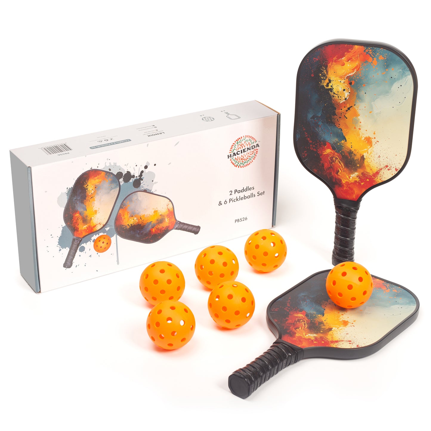Premium Pickleball Set: 2 Fiberglass Paddles & 6 Precision Balls