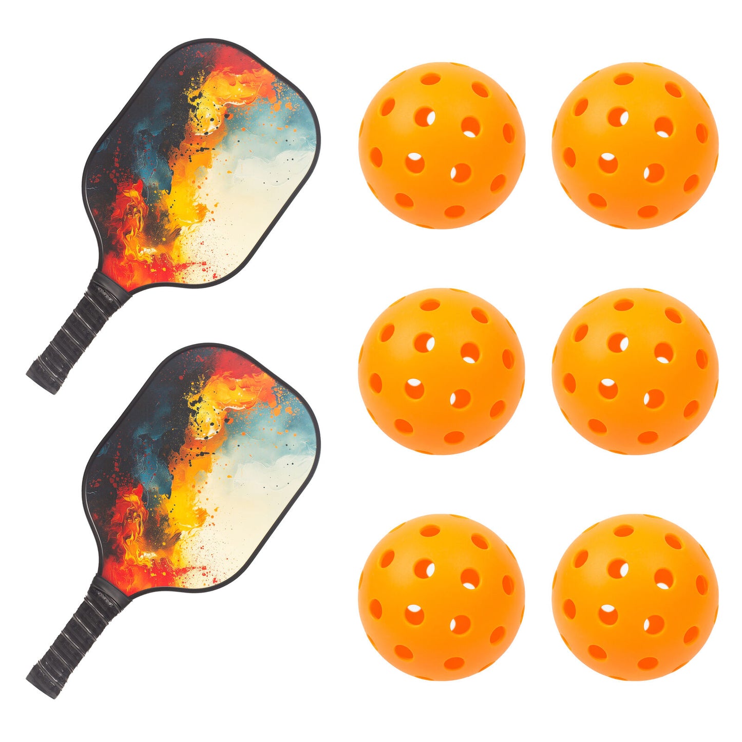 Premium Pickleball Set: 2 Fiberglass Paddles & 6 Precision Balls