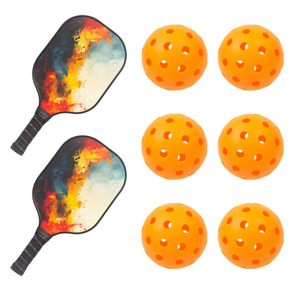 Premium Pickleball Set: 2 Fiberglass Paddles & 6 Precision Balls