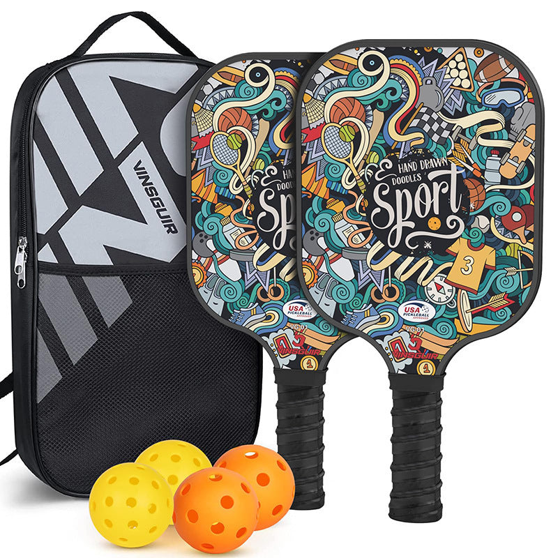 Graffiti Fiberglass Pickleball Paddle Set – Vibrant Design