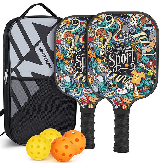 Graffiti Fiberglass Pickleball Paddle Set – Vibrant Design