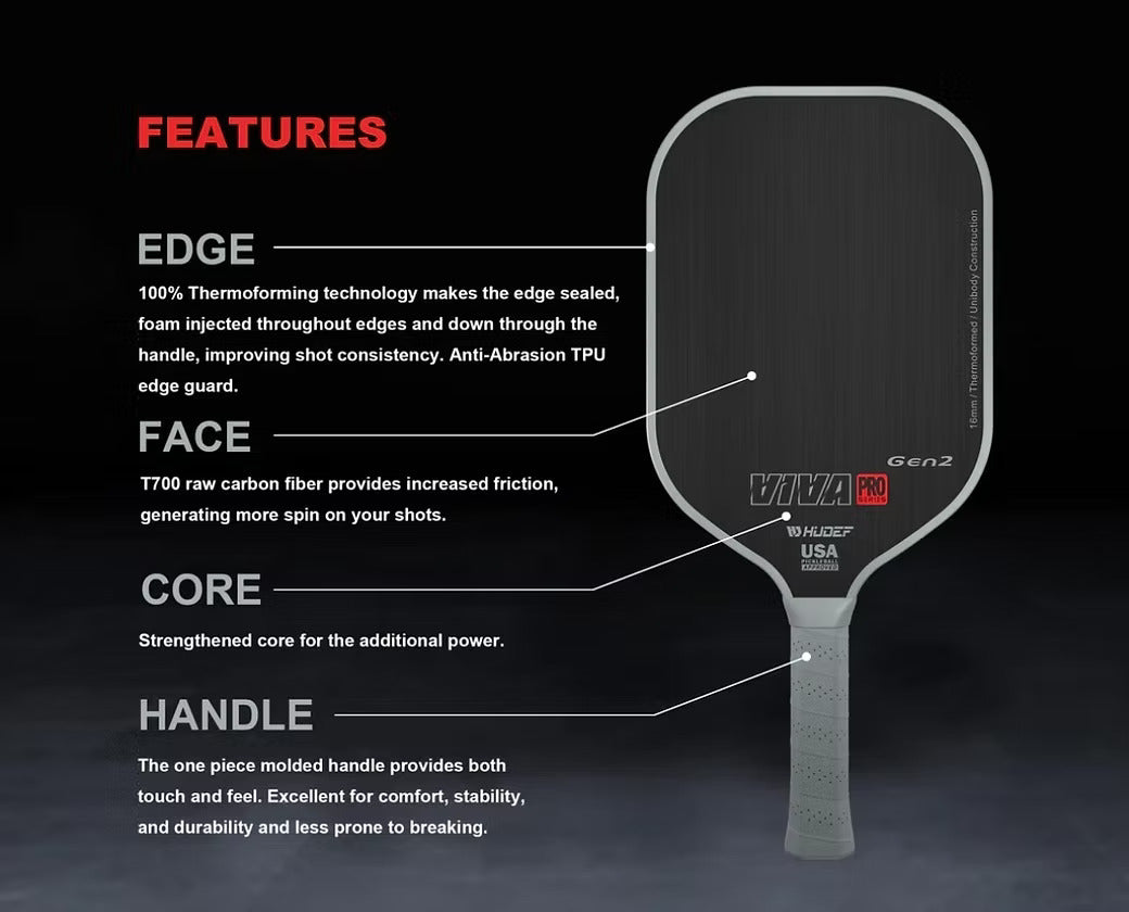 HUDEF Viva Pro Gen 2™ Pickleball Paddle – Ultimate Power and Control